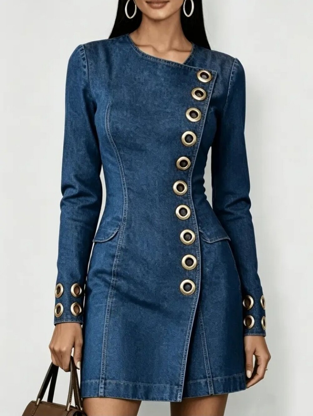 Women's 2026 New Fall Fashion Dress, Sexy Cutout Midi Dress with Metal Ring